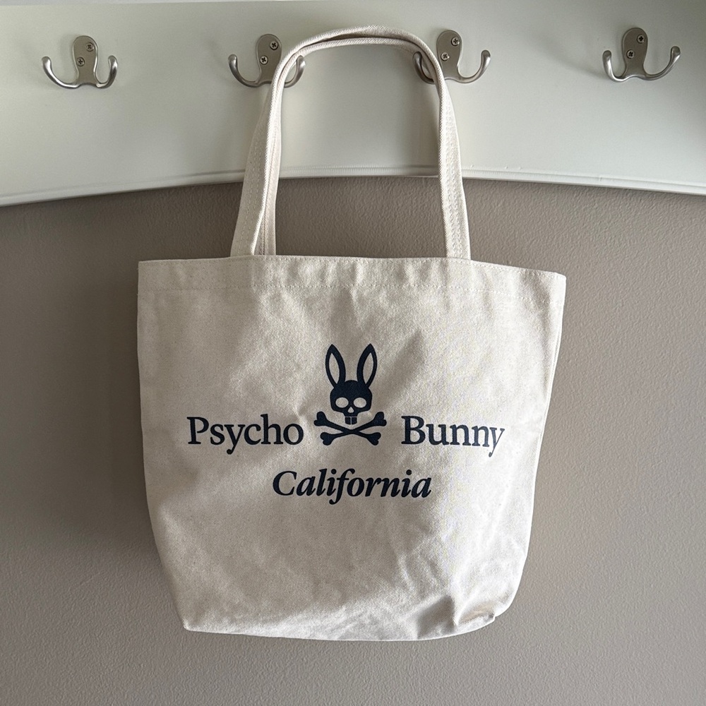 Psycho Bunny White Tote with Blue Logo - California